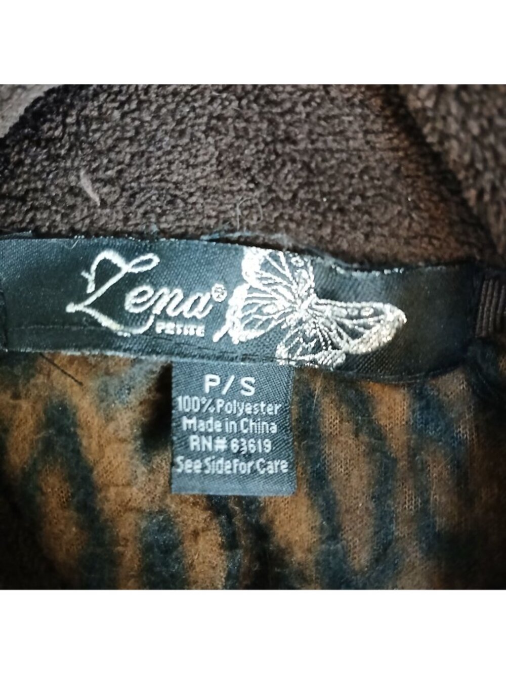 Lena Petite S Womens Leopard Print Sleeveless Fleece Vest Zip Brown Black #I-8 - Picture 4 of 8
